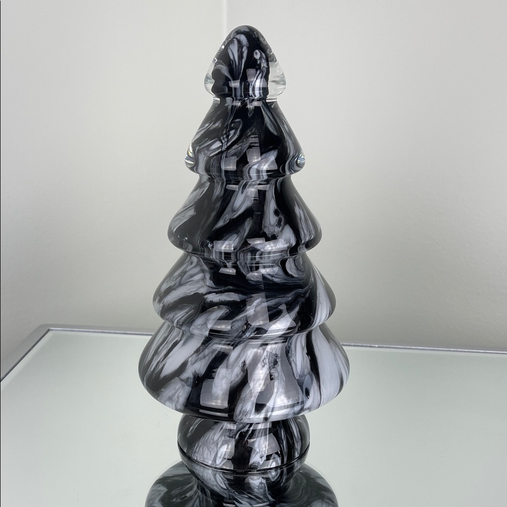 HomeGoods Black & White Glass 10”Tree Sculptural Home Decor